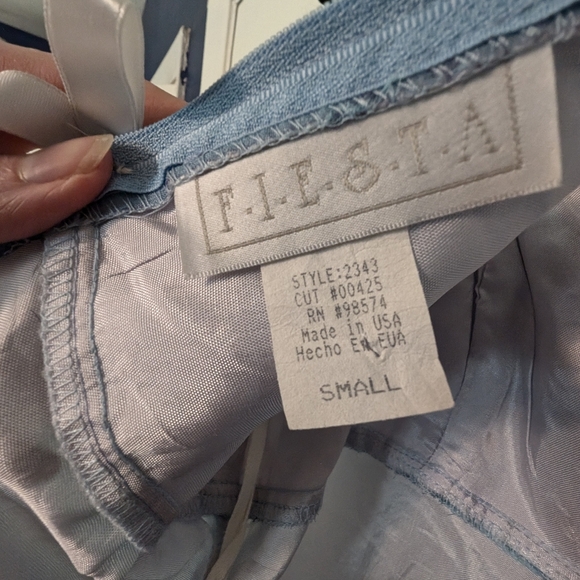 Baby Blue Vintage Prom Dress with Floral Detail - Picture 5 of 5